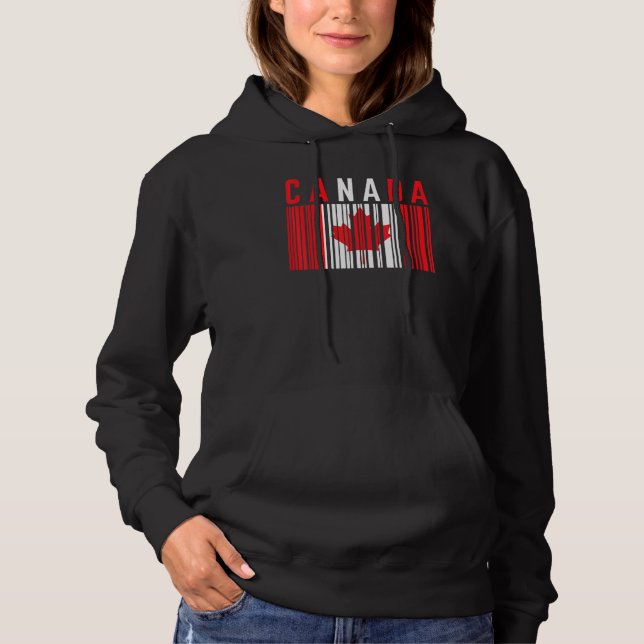 Pull À Capuche Canada Code-barres Feuille d'érable Canada Fierté  (Devant)