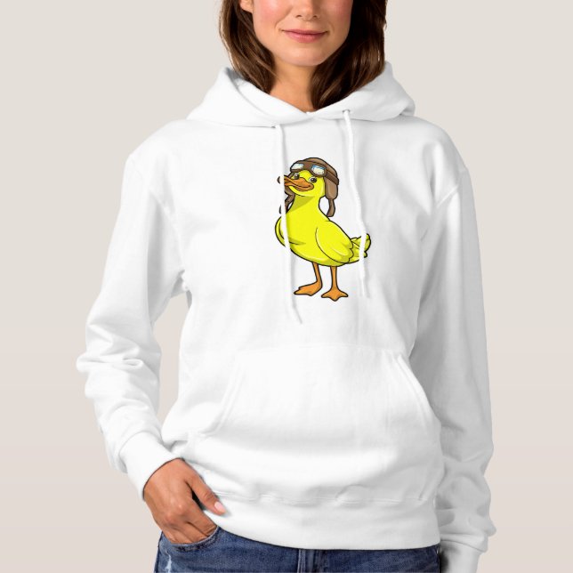 Pull À Capuche Canard comme pilote avec Casquette et lunettes (Devant)
