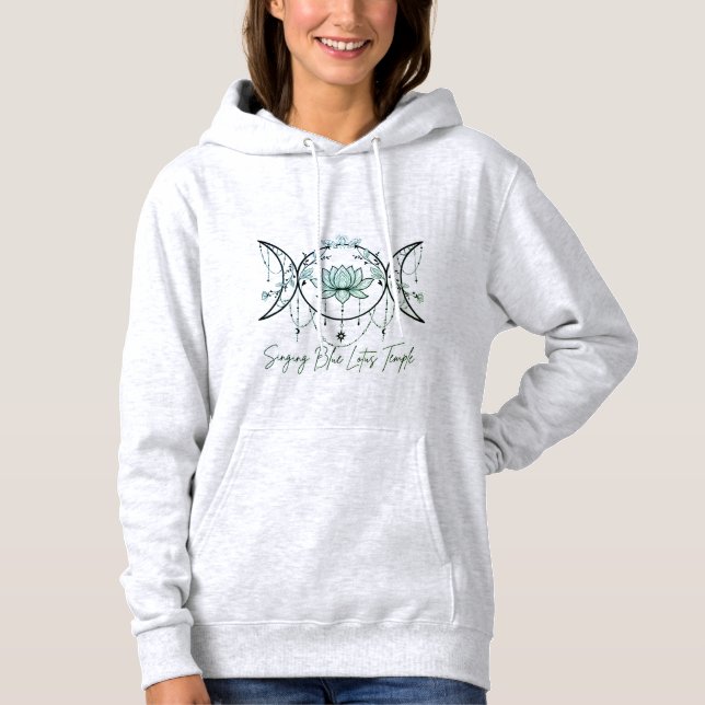 Pull À Capuche Capuche grise, Triple Déesse & Lotus Vert  (Devant)
