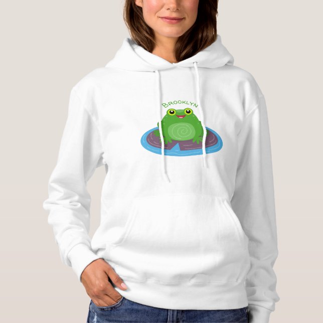 Pull À Capuche Caricature de grenouille verte mignonne (Devant)