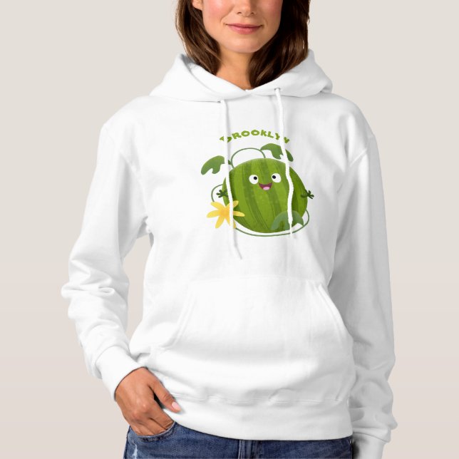 Pull À Capuche Caricature joli et souriant de pastèque (Devant)