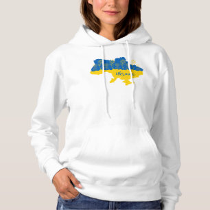 Pull À Capuche Carte de l'Ukraine avec tournesol et drapeau ukrai