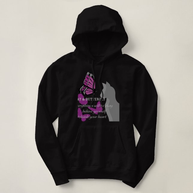 Pull À Capuche cat&papillon (Design devant)