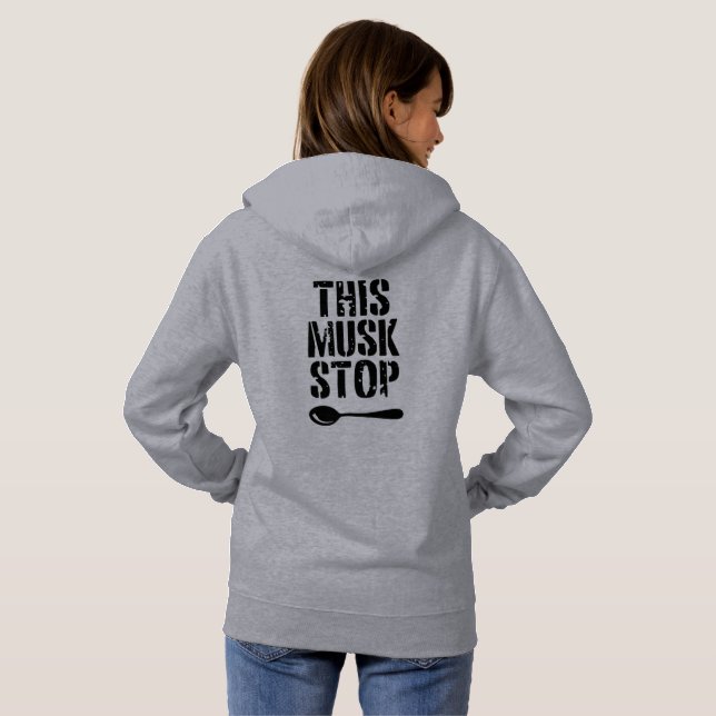 Pull À Capuche Ce crayon Musk Stop | Spoon Meme libéral (Dos entier)