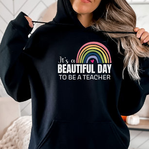 Pull À Capuche C'est un beau professeur de jour Rainbow Black Swe