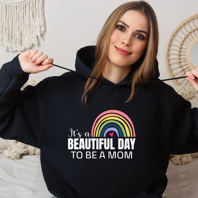 Pull À Capuche C'est une belle maman de jour Rainbow Black (Créateur téléchargé)