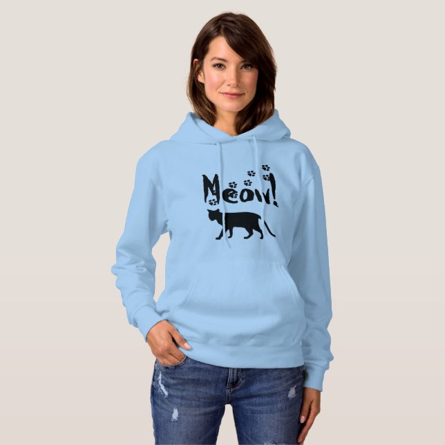 Pull À Capuche Chandail de Meow de chat (Devant entier)