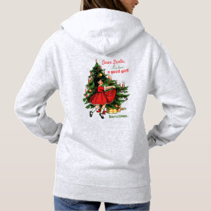 Pull À Capuche Chandail de Noël rétro moche et drôle Bonne fille