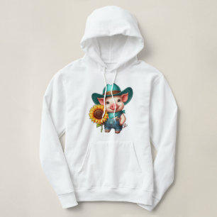 Pull À Capuche Charmante Piglet en Attique Cowboy Avec Tournesol