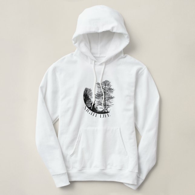 Pull À Capuche Chasse au coon Vie nocturne - Raccoon Chasseur chi (Design devant)