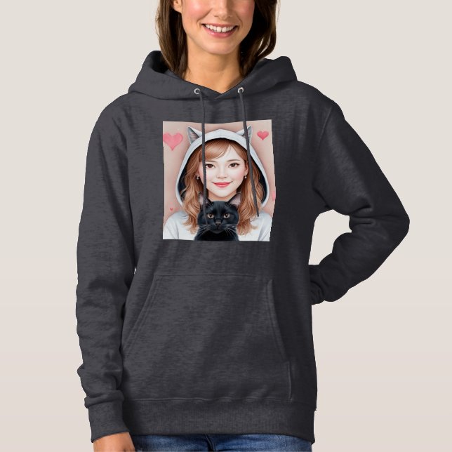 Pull À Capuche Chat Love (Devant)