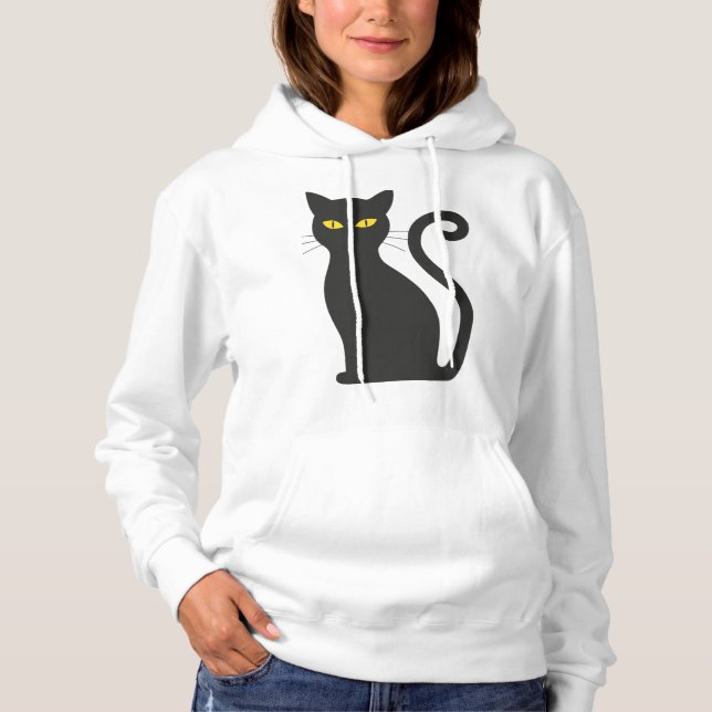 Pull À Capuche Chat noir Halloween  (Devant)