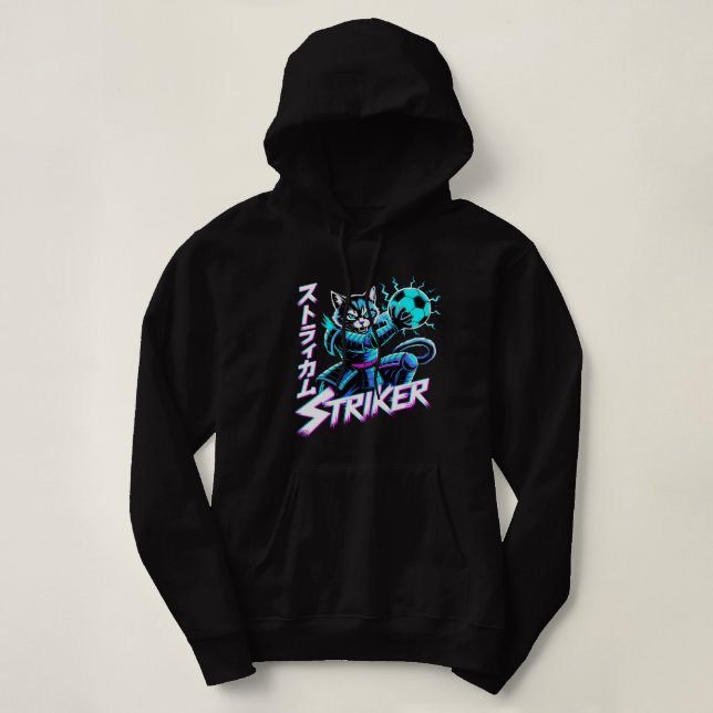 Pull À Capuche Chat Samouraï Dynamique pour Femmes - Pour les ama (Design devant)