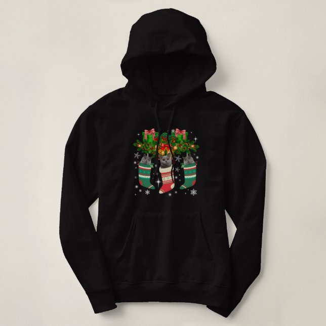 Pull À Capuche Chats Anglais Shorthair En Amoureux des chats de N (Design devant)