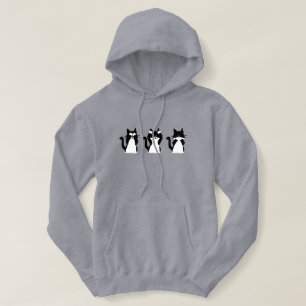 Pull À Capuche Chats noirs et blancs Trois sages chatons