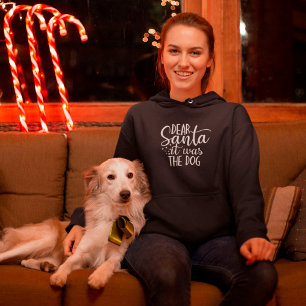 Pull À Capuche Cher Père Noël C'Était Le Chien White Script Holid