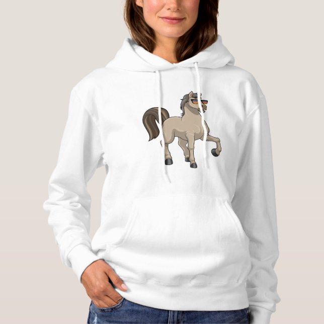Pull À Capuche Cheval avec lunettes de soleil (Devant)