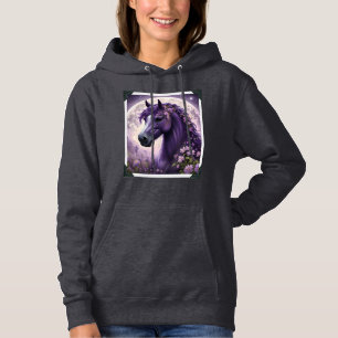 Pull À Capuche Cheval de Lune Fantastique Violet,