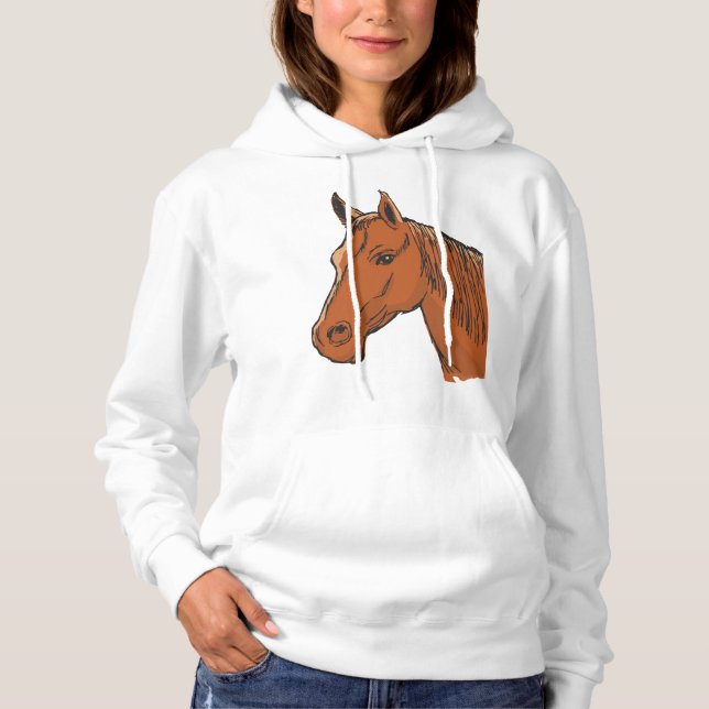 Pull À Capuche Cheval Tête Brown Animal de ferme (Devant)