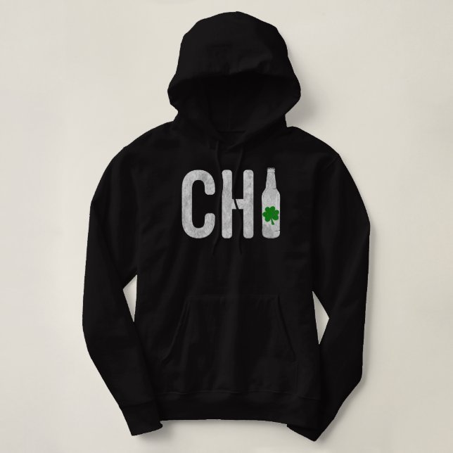 Pull À Capuche ChI Chicago Bière bouteille Jour de la Saint Patri (Design devant)