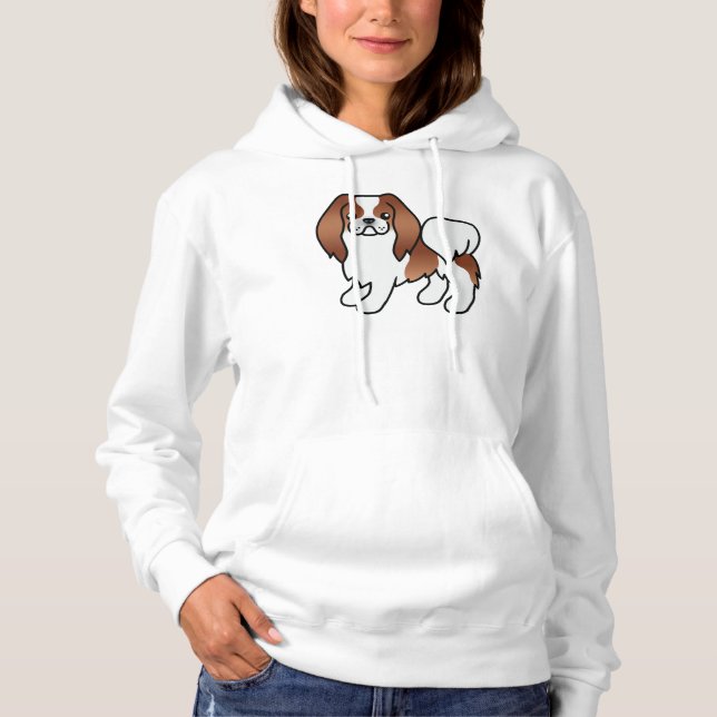 Pull À Capuche Chien caricaturé mignon de menton japonais rouge e (Devant)