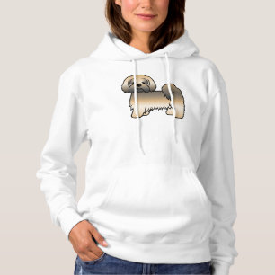 Pull À Capuche Chien de dessin animé mignon Lhasa Apso Sable Doré