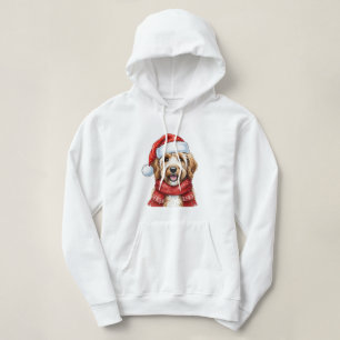 Pull À Capuche Chien Doodle Mignon Chapeau et Écharpe de Noël de 