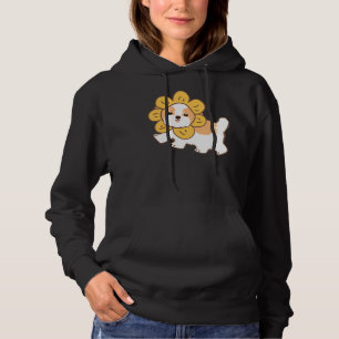 Pull À Capuche Chien Shih Tzu Avec Fleur Casquette Bleu