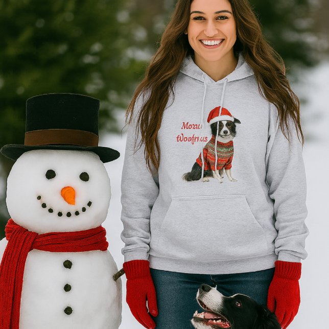 Pull À Capuche Christmas Border Collie  Dog Lover  (Merry Woofmas Border Collie Hoodie)