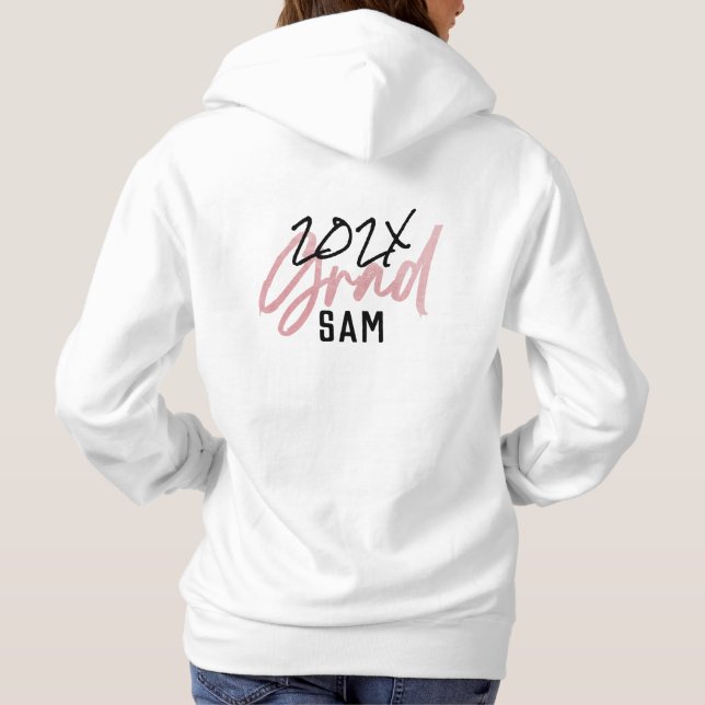 Pull À Capuche Clou rose pâle Grad Année Personnalisé Chic (Dos)