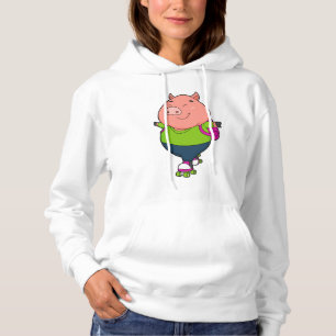 Pull À Capuche Cochon à Patinage en ligne avec patins à rouleaux