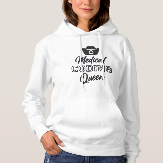 Pull À Capuche Coder Médicale Queen Coding ICD Programmer Cadeau (Devant)