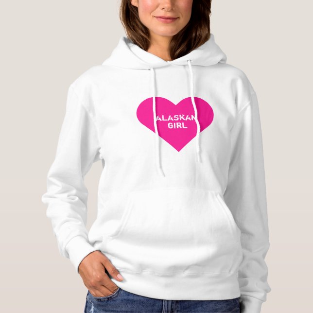 Pull À Capuche Coeur de fille rose-chaud personnalisé (Devant)