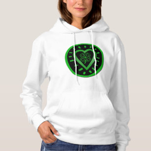 Pull À Capuche Coeur noir avec Shamrock - Saint Patrick's Day