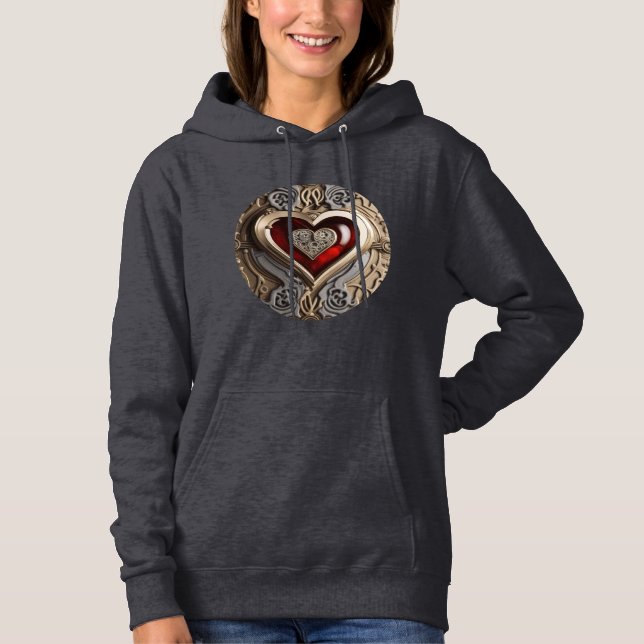 Pull À Capuche Coeur Steampunk - Amour mécanique complexe (Devant)