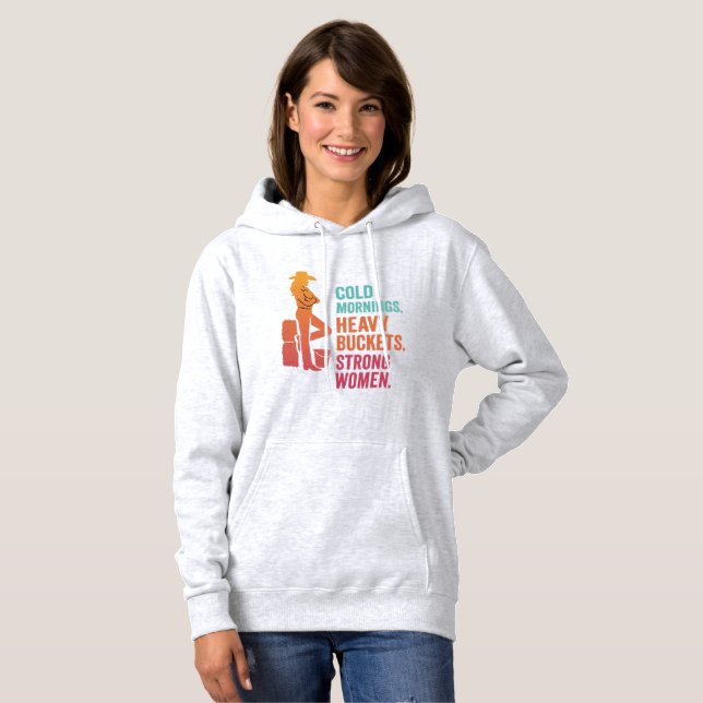 Pull À Capuche Cold Mornings. Heavy Buckets. Strong Women. Hoodie (Devant entier)
