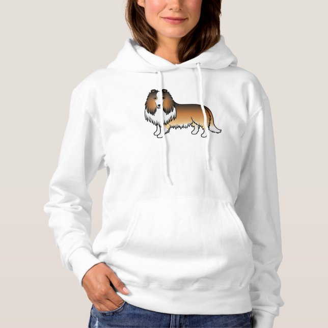 Pull À Capuche Colley Rough Sable Chien de Dessin Animé Mignon (Devant)