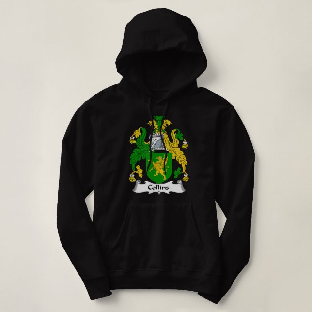 Pull À Capuche Collins Manteau d'armoiries Famille Crest  (Design devant)