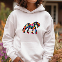 Colorée Floral Horse Dames Sweatshirt à capuche