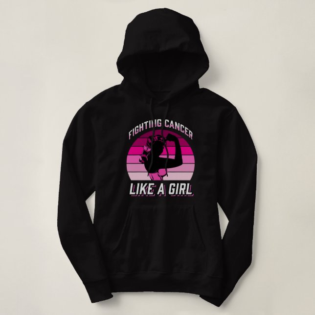 Pull À Capuche Combattre Le Cancer Comme Une Fille Guerrier Du Ca (Design devant)