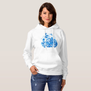 Pull À Capuche Conception bleue bleue et blanche de saule de la