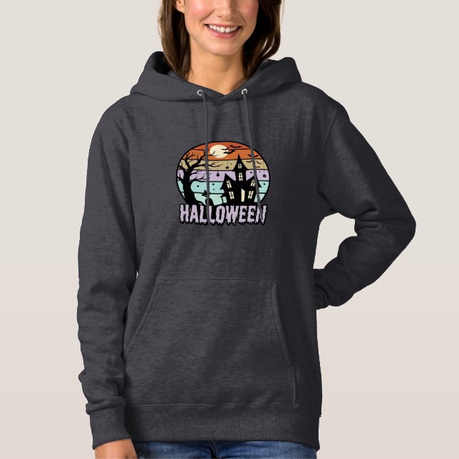 Pull À Capuche Conception de chemise de maison hantée Halloween v (Devant)