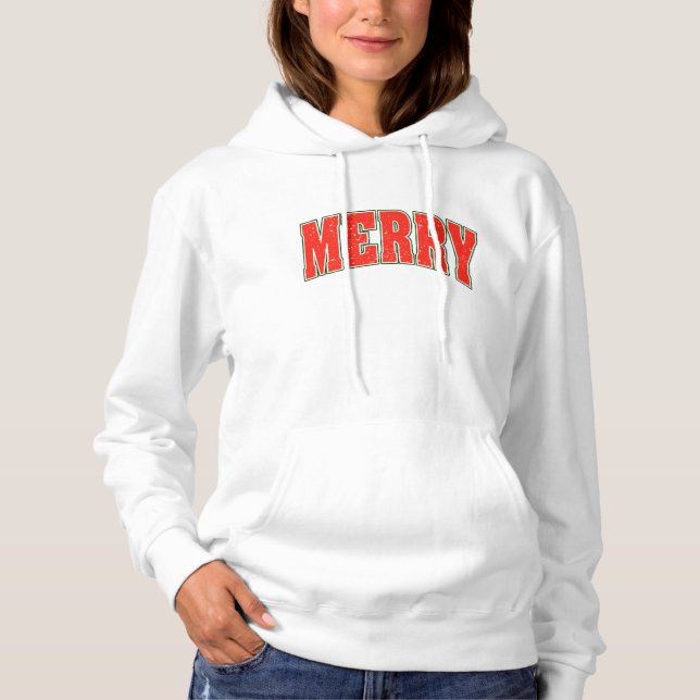 Pull À Capuche Conception de joyeux Noël rouge (Devant)
