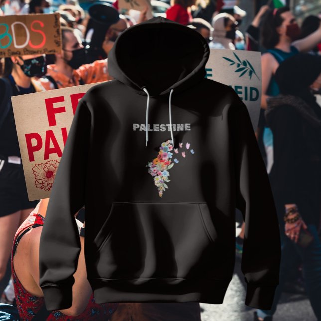 Pull À Capuche Conception de la carte Floral Palestine | Pro Pale (Palestinian Map In floral To Support Palestine and show your solidarity in style, Pro Palestine.)