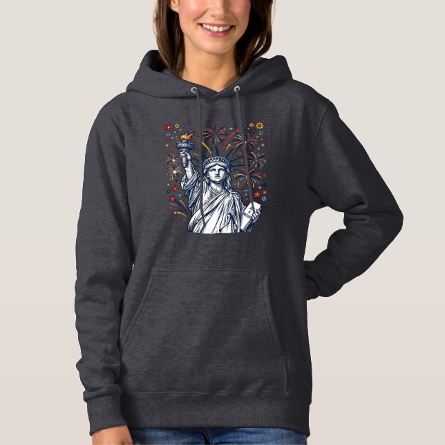 Pull À Capuche Conception vectorielle patriotique de feux d'artif (Devant)