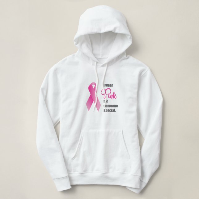 Pull À Capuche Conscience de cancer du sein. Ruban rose (Design devant)