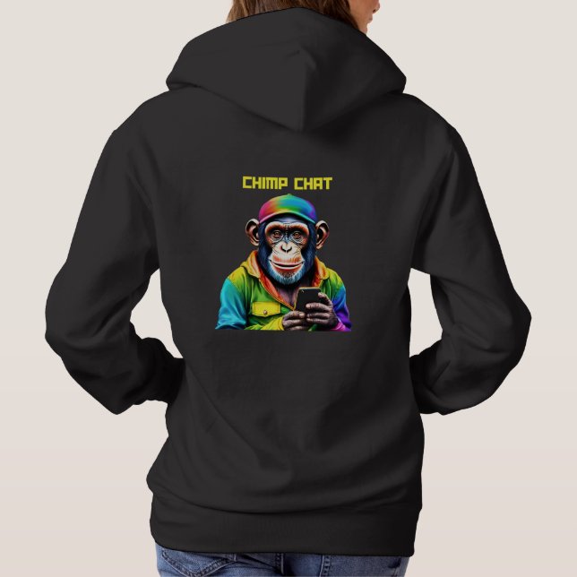 Pull À Capuche Conversation-Chimpanzé avec téléphone- (Dos)