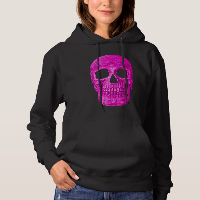 Pull À Capuche Cool crâne gothique Neon Pink Popart Déplaisant (Devant)