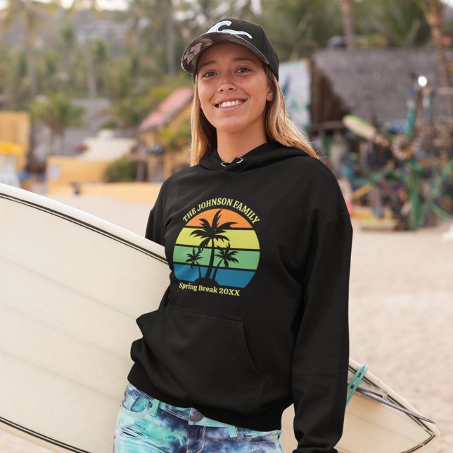 Pull À Capuche Cool Custom Tropical Island Femmes Noir (Créateur téléchargé)
