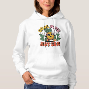 Pull À Capuche Cool Pin Soleil Chaud Rétro Ananas Été Vibes
